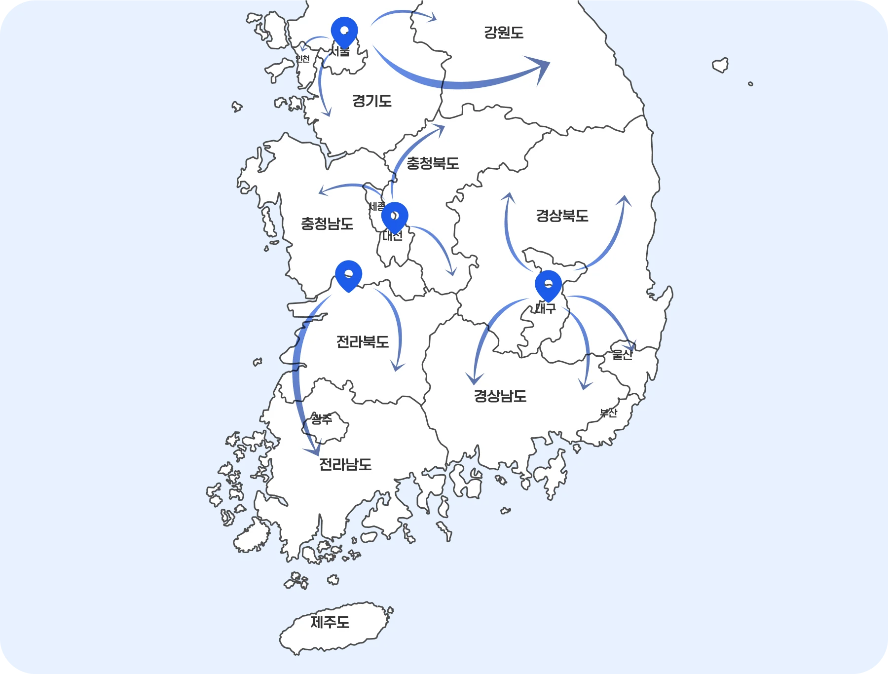 썬아머 전국 직영 지점 네트워크 지도